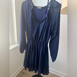 Altard State Mini Dress. Navy. Long-Sleeve. Size M